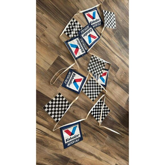 Other | Banner Valvoline Oil Black White Checkered Flags String Of ...
